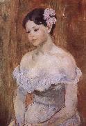 Berthe Morisot The girl wearing the fresh flowers Sweden oil painting artist